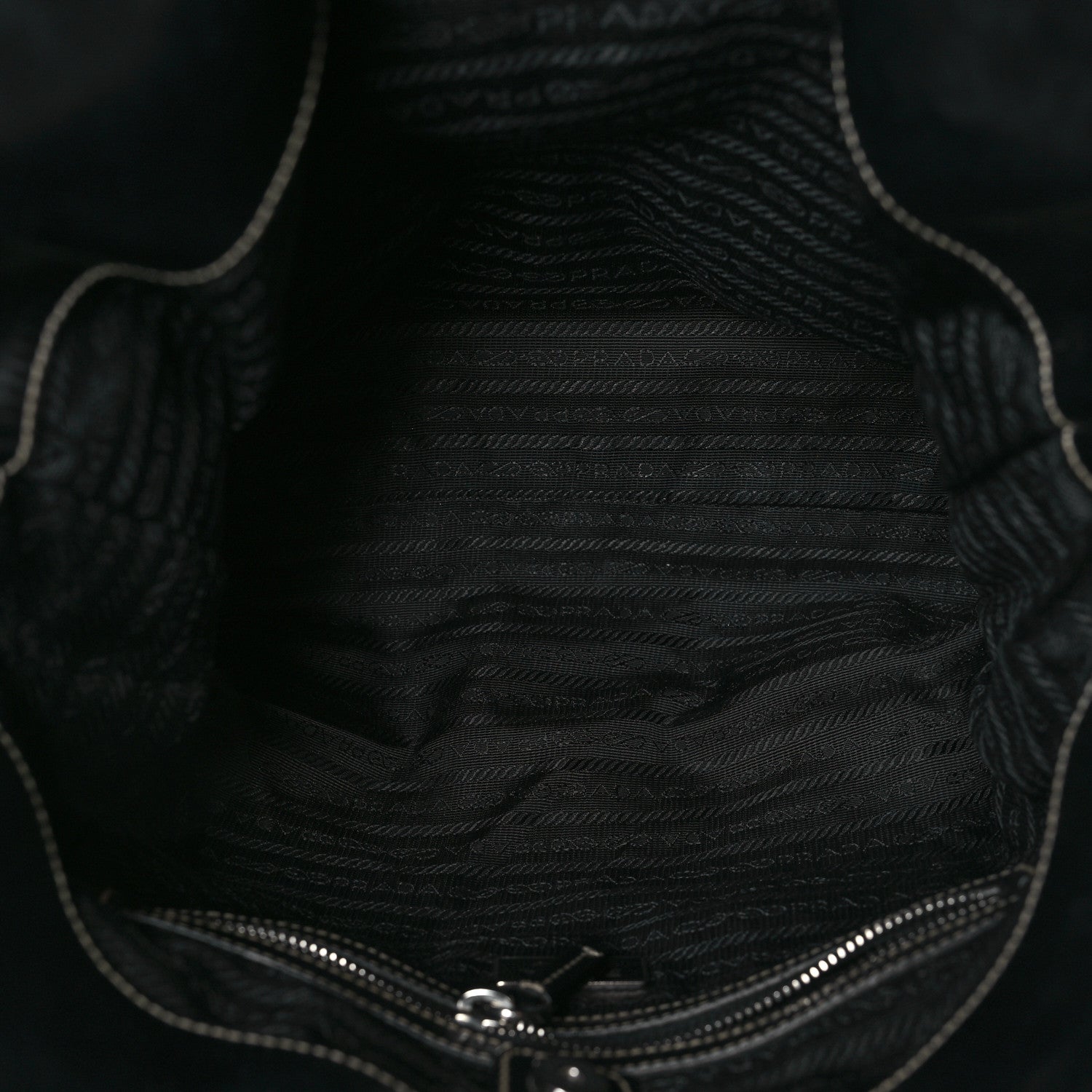 Prada Tessuto Nylon Calfskin Hobo Black 5 of 12