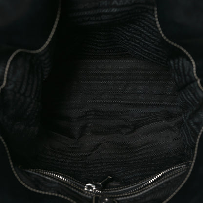 Prada Tessuto Nylon Calfskin Hobo Black 5 of 12