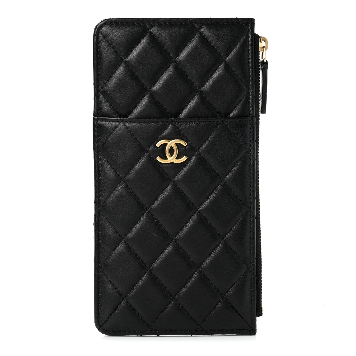 Chanel Lambskin Quilted Egyptian Amulet Classic Flat Wallet Pouch Black 1 of 7