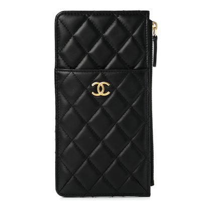 Chanel Lambskin Quilted Egyptian Amulet Classic Flat Wallet Pouch Black 1 of 7