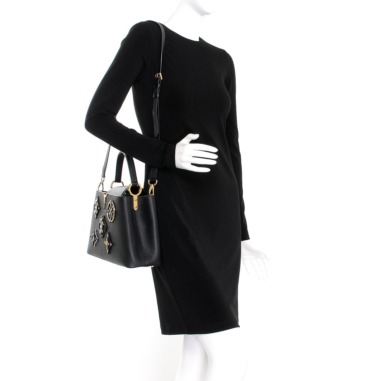 Taurillon Metallic Flowers Capucines PM Black