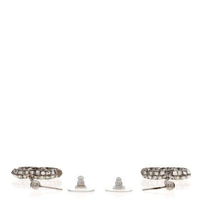 Chanel Baguette Crystal CC Drop Earrings Silver 3 of 5