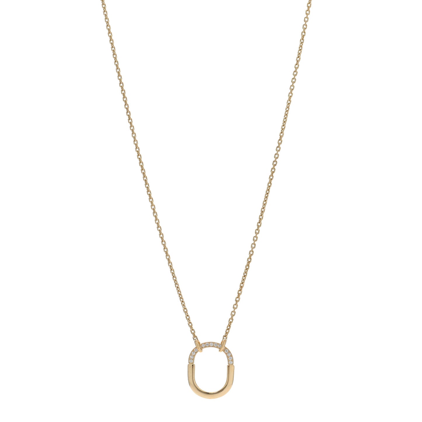 18K Yellow Gold Diamond Small Lock Pendant Necklace