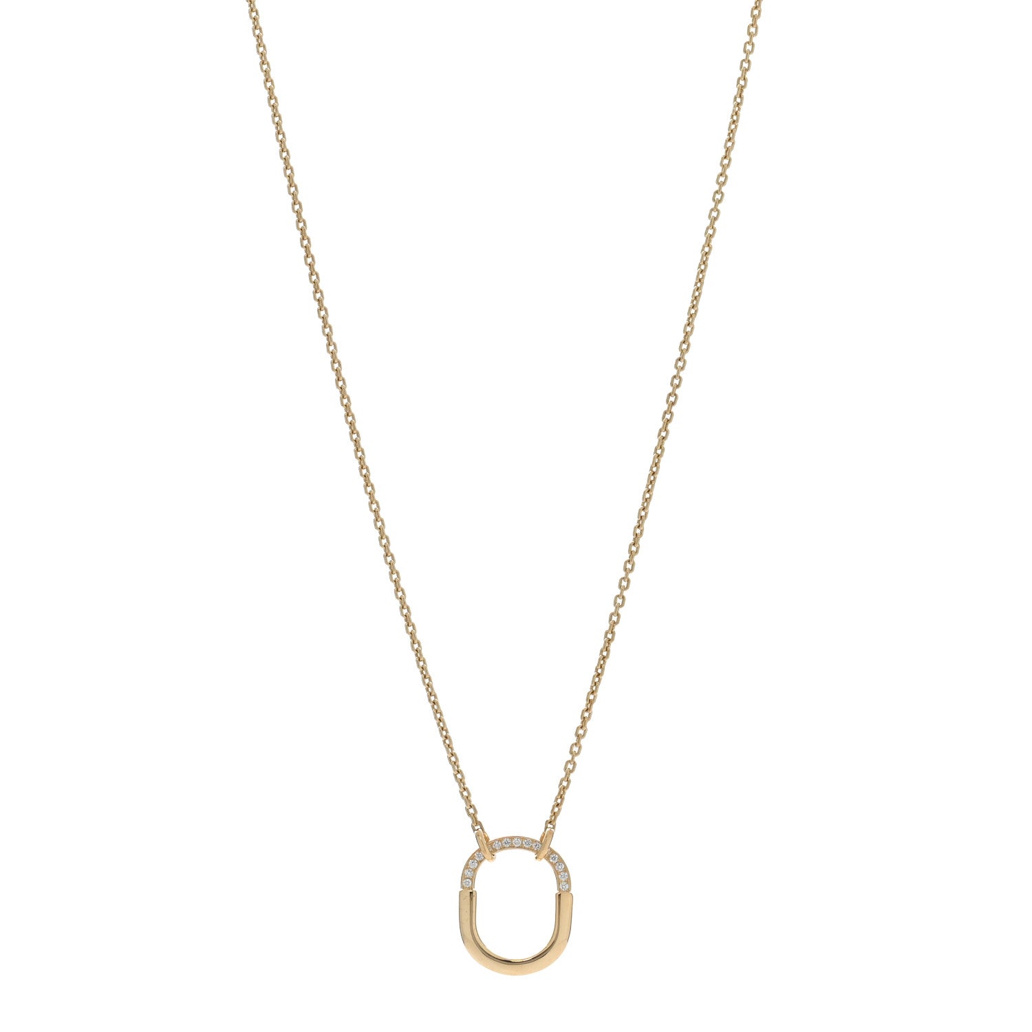 Tiffany 18K Yellow Gold Diamond Small Lock Pendant Necklace 1 of 5