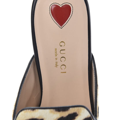 Gucci Calf Hair Leopard Print Womens Princetown Slippers 35.5 Naturale Black 7 of 9