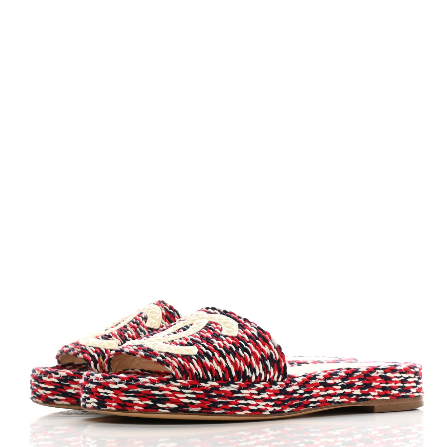 Cord CC Espadrille Slip On Sandals 36 Red Blue White