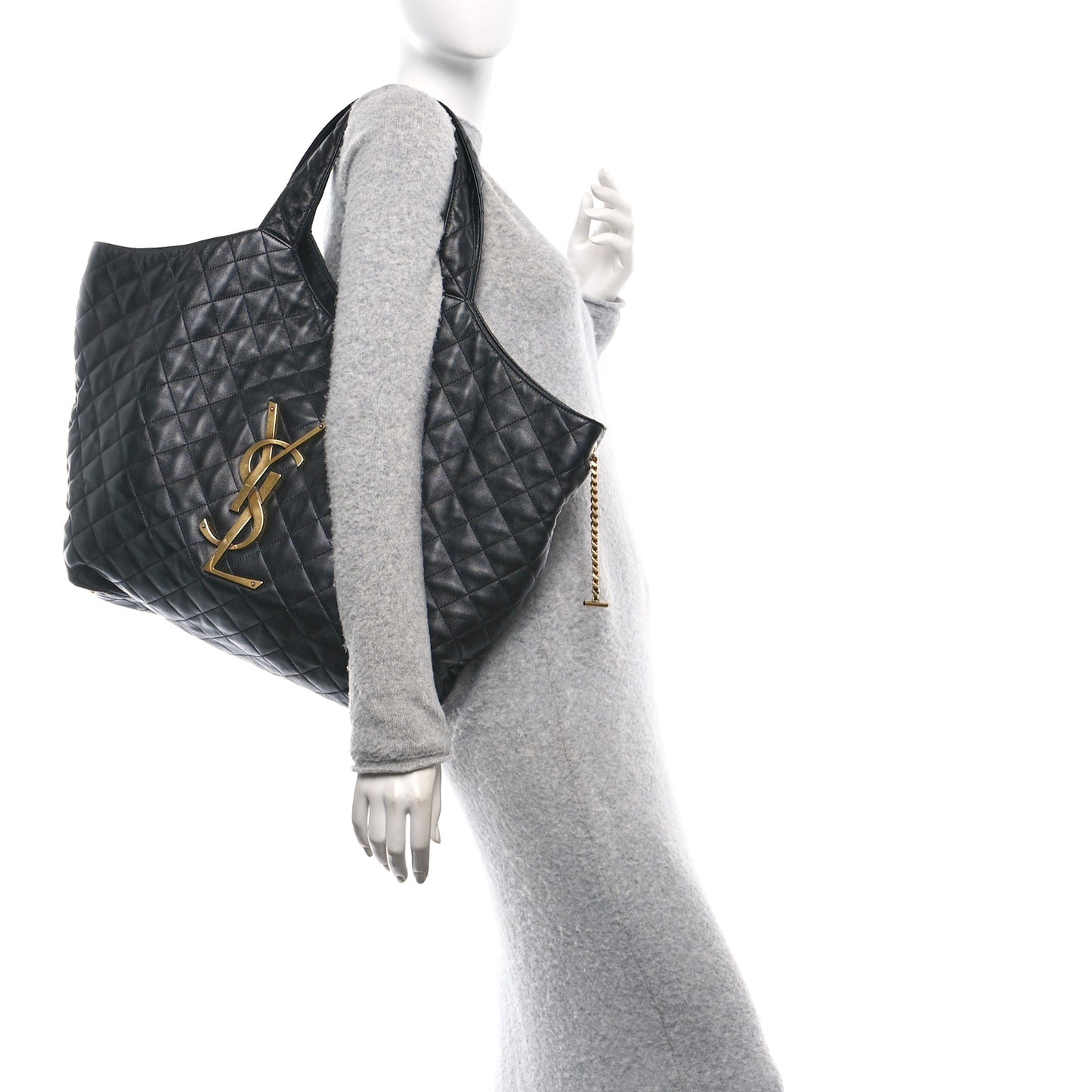 Lambskin Quilted Maxi Icare Shopping Tote Black