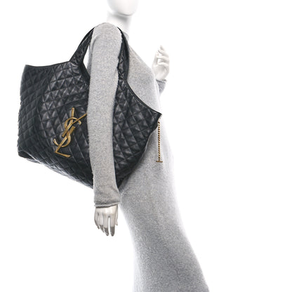 Saint Laurent Lambskin Quilted Maxi Icare Shopping Tote Black 2 of 11