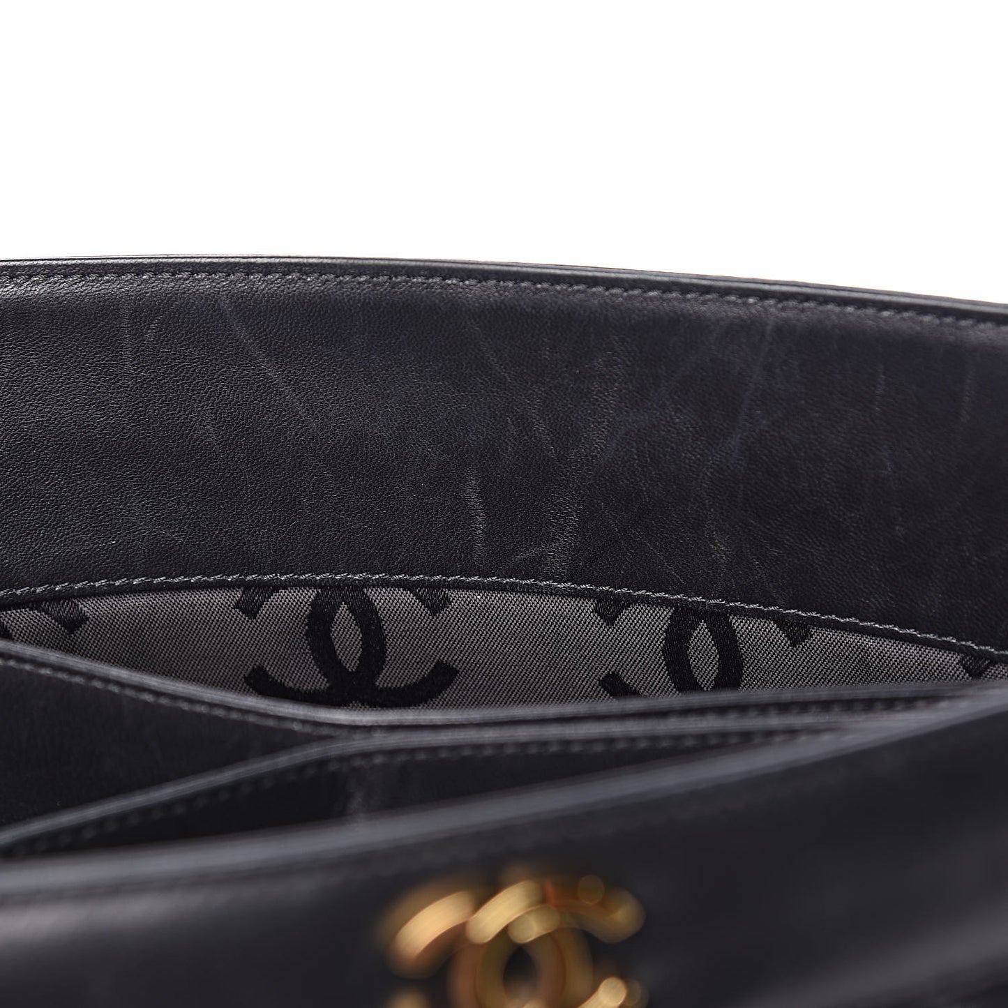 Lambskin Double Stitch Quilted Tote Black
