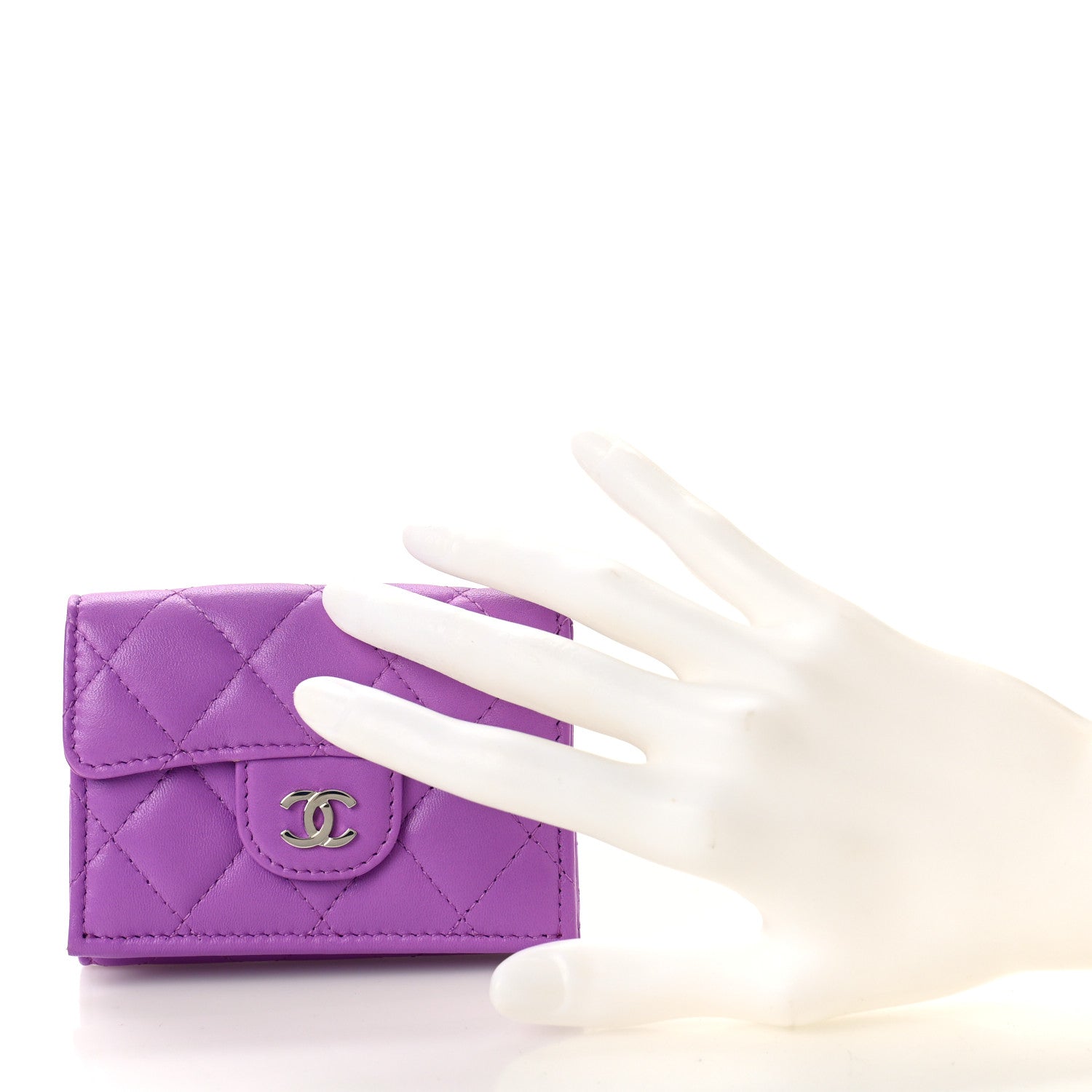 Chanel Lambskin Quilted Double Flap Wallet Purple 2 of 9