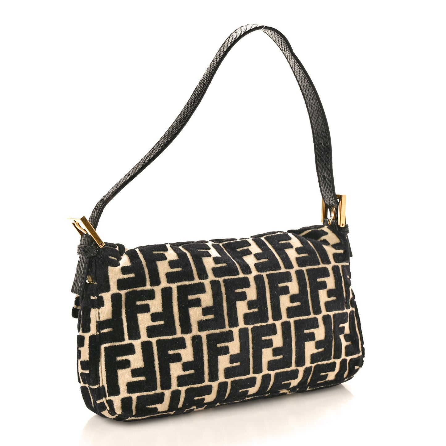 Velvet Snakeskin FF Baguette Black White