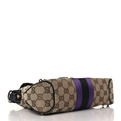 Gucci Monogram Horsebit Web Flap Bag Brown Purple 4 of 9