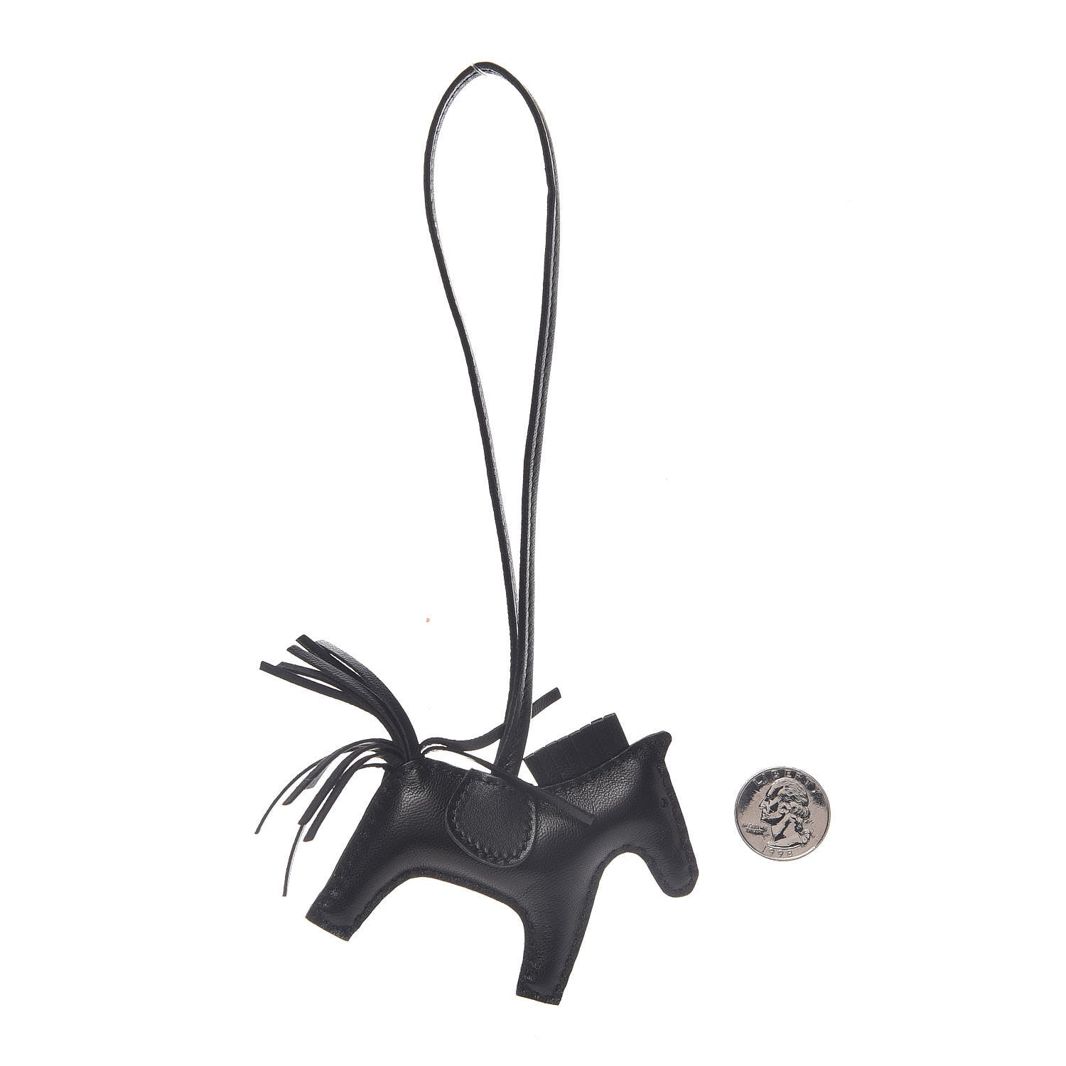 Hermes Milo Lambskin Grigri Rodeo Horse Bag Charm PM So Black 2 of 5