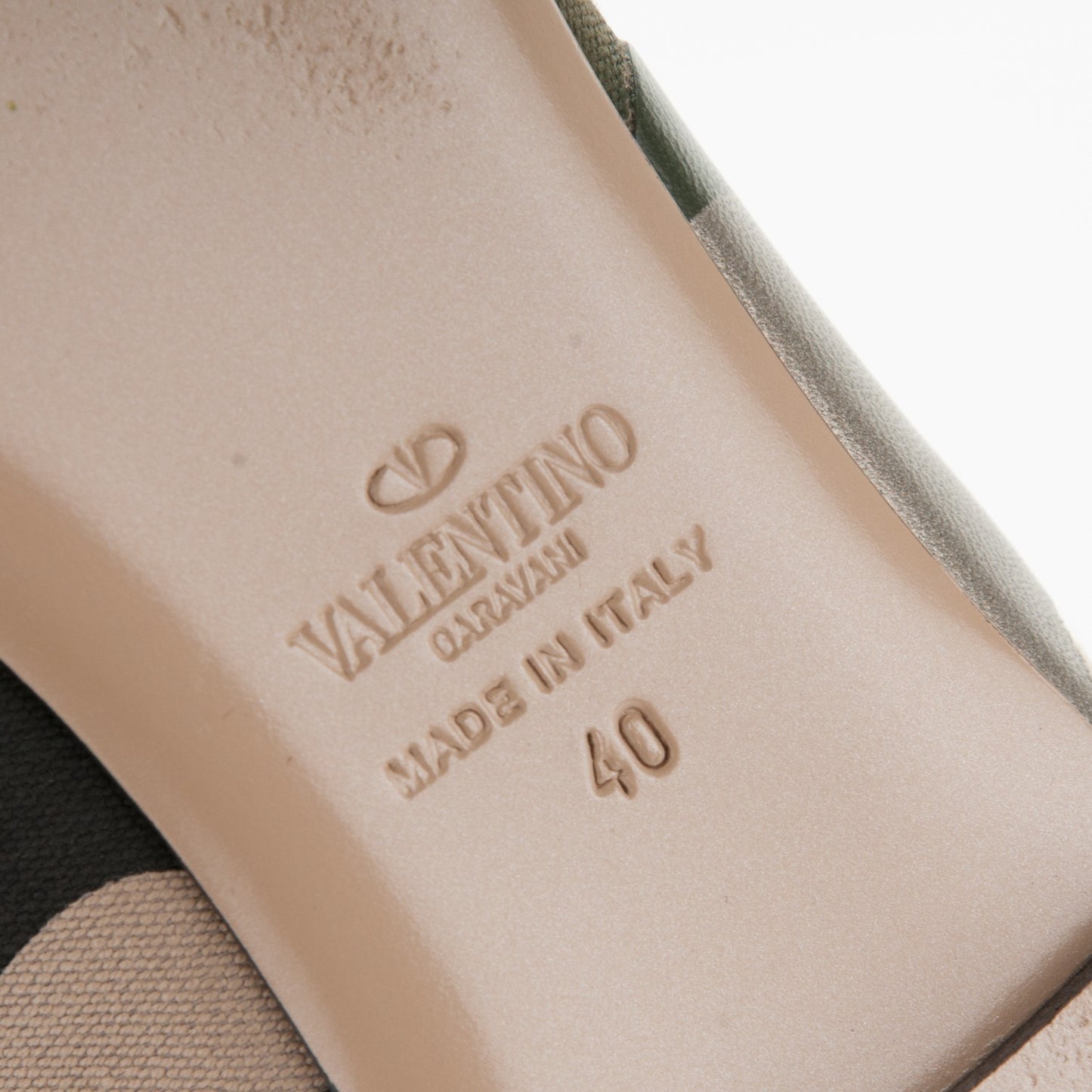 Nappa Canvas Camouflage Rockstud Ballet Flats 40 Safari