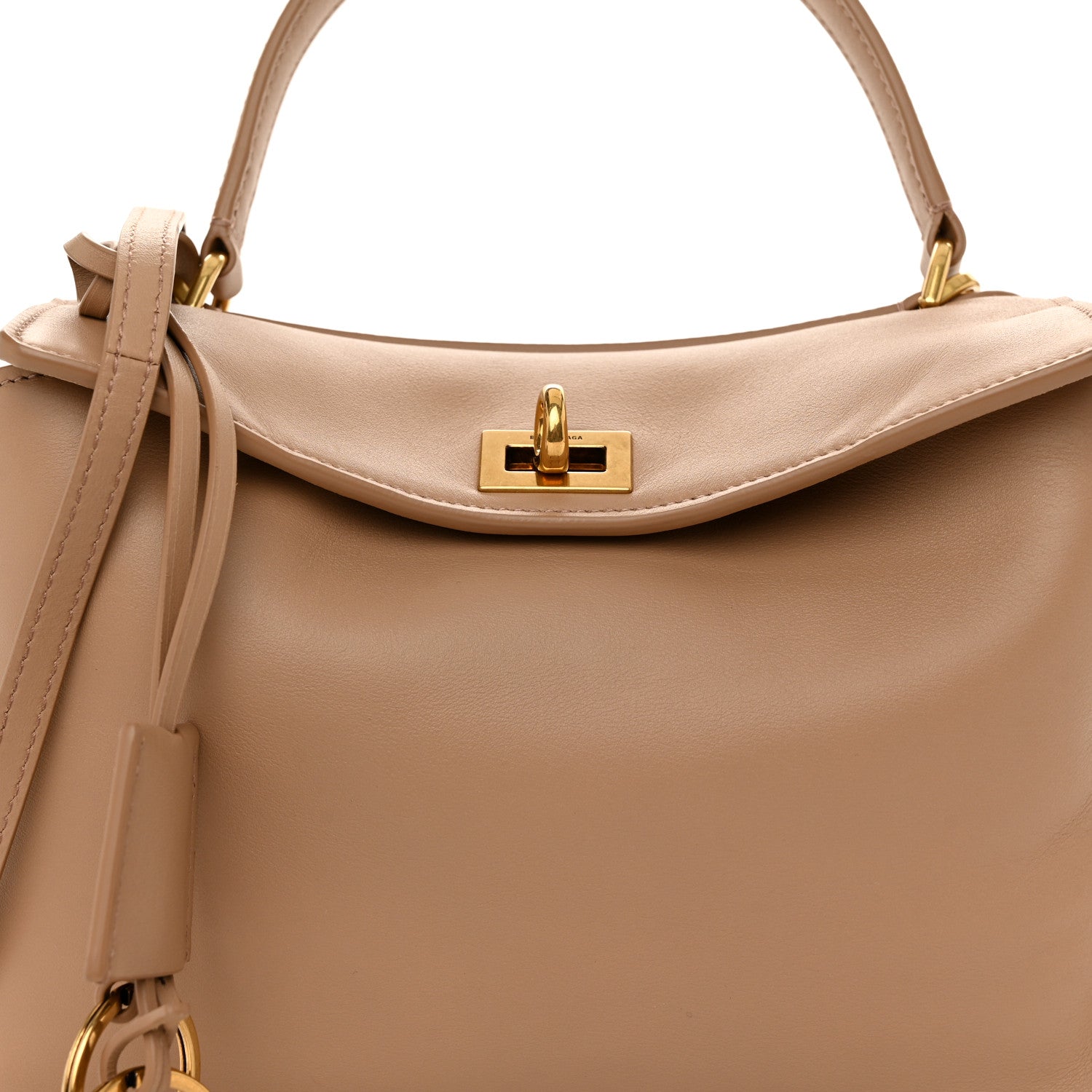 Balenciaga Natural Smooth Calfskin Mini Rodeo Top Handle Handbag Latte 8 of 10