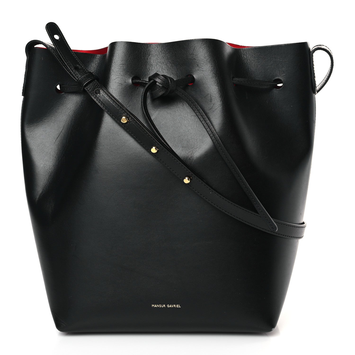 Mansur Gavriel Vegetable Tanned Calfskin Bucket Bag Black Flamma 1 of 8