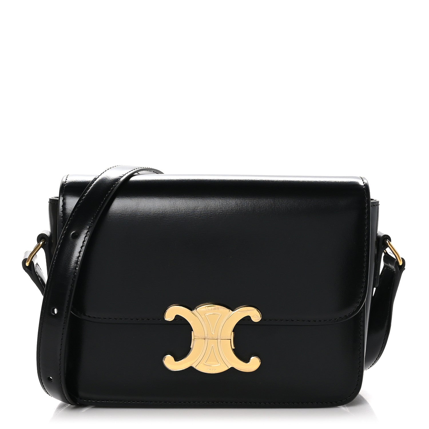 Celine Shiny Calfskin Small Triomphe Black 2 of 17