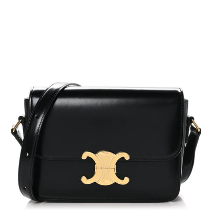Celine Shiny Calfskin Small Triomphe Black 2 of 17