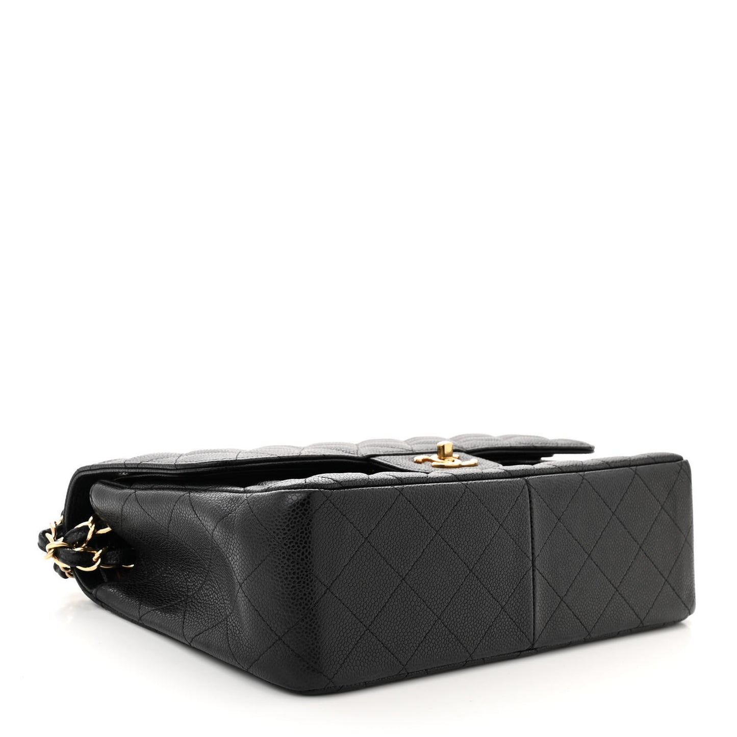 Caviar Quilted Jumbo Double Flap Black