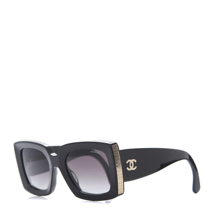 Chanel Acetate Rectangle Sunglasses 5435 Black 1 of 8