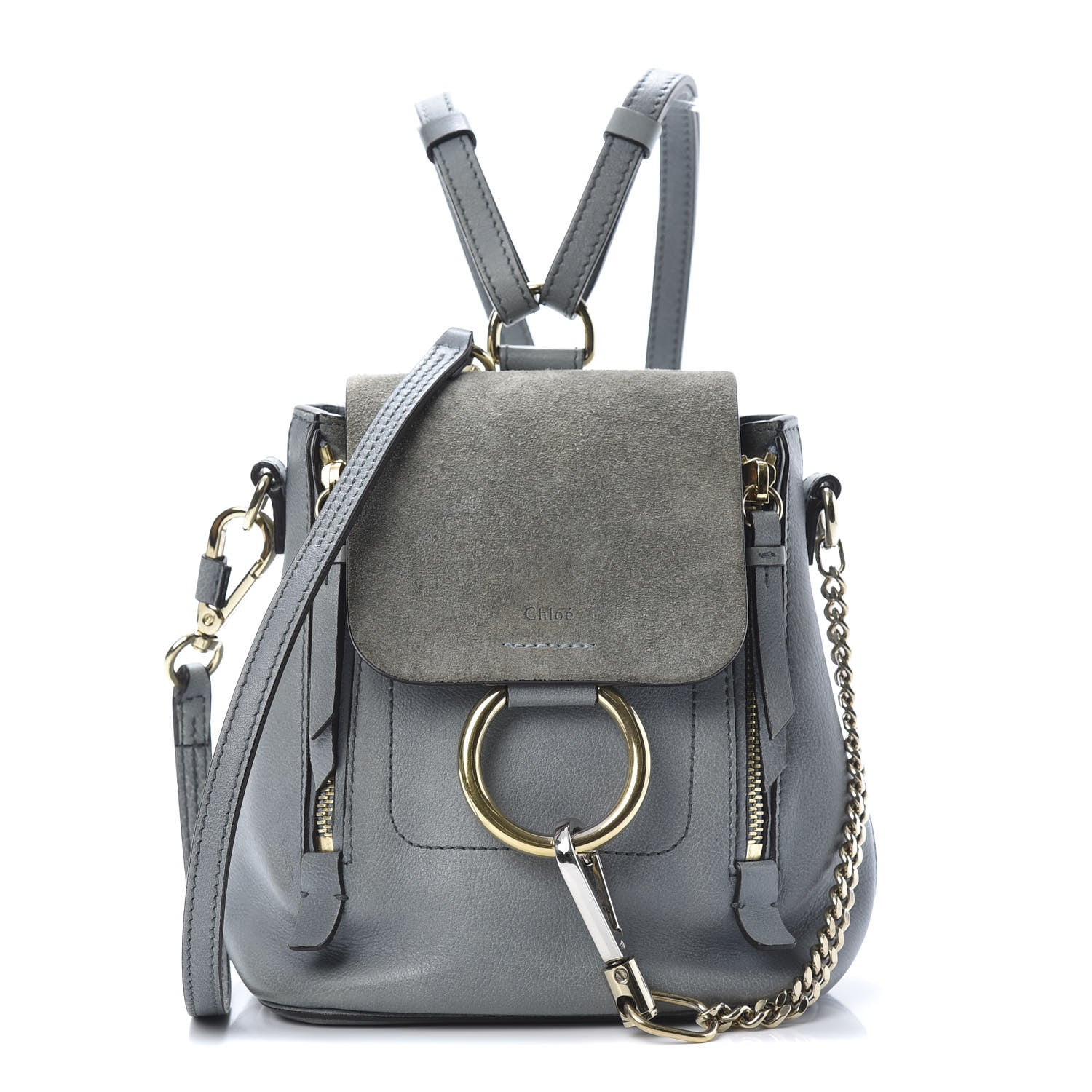 Chloe Suede Calfskin Mini Faye Backpack Cloudy Blue 1 of 11