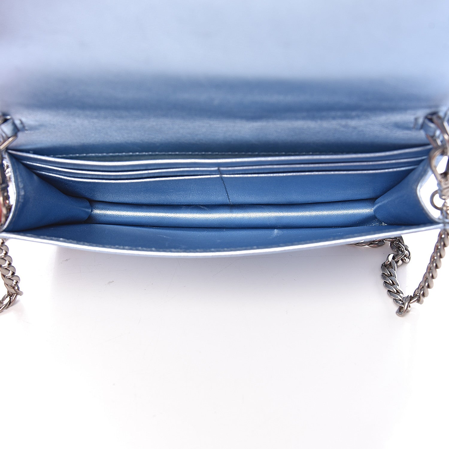 Prada Metallic Nappa Mini Impunture Diagramme Chain Crossbody Bag Pervinca Mordor 5 of 12