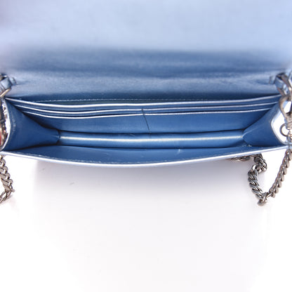 Prada Metallic Nappa Mini Impunture Diagramme Chain Crossbody Bag Pervinca Mordor 5 of 12