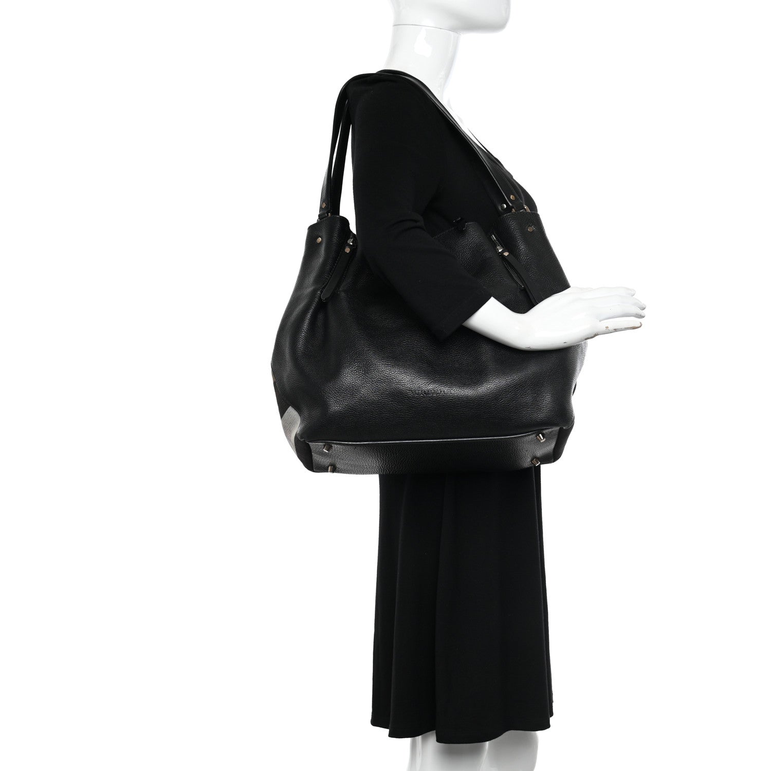 Burberry Grainy Calfskin House Check Medium Maidstone Black 2 of 10