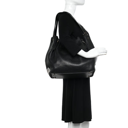 Burberry Grainy Calfskin House Check Medium Maidstone Black 2 of 10