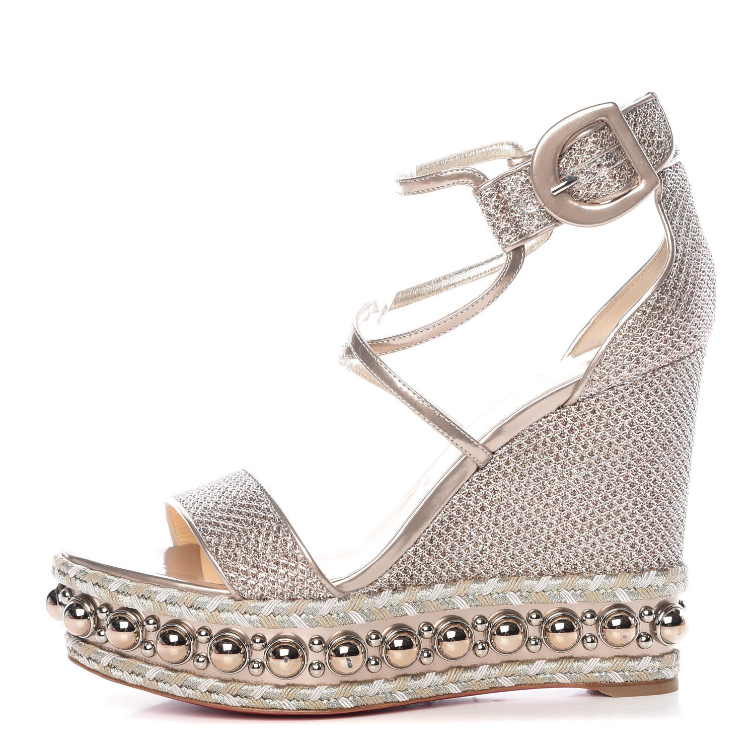 Christian Louboutin Lurex Chocazeppa 120 Platform Wedge Sandals 40 Lupin 1 of 9