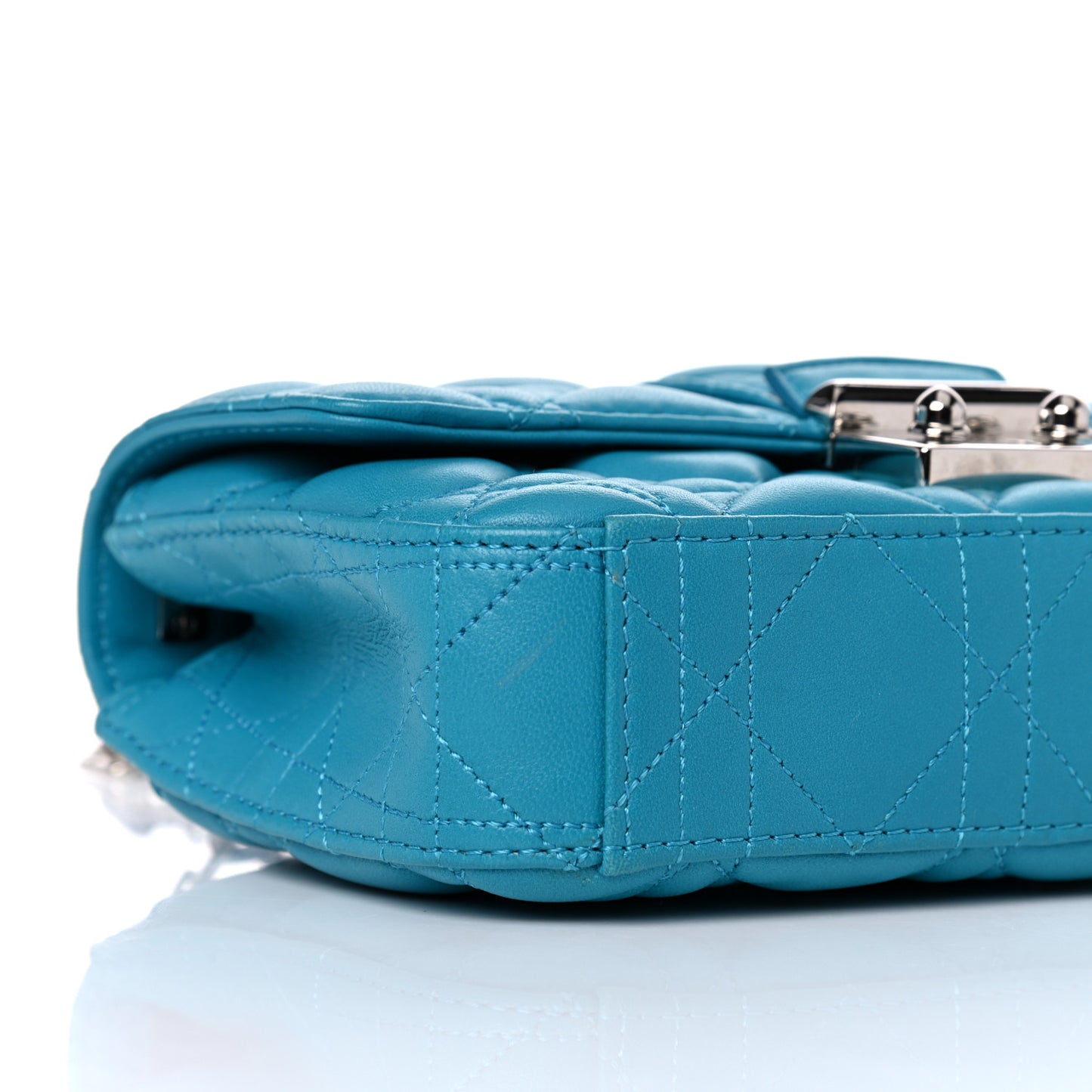 Lambskin Cannage Mini New Lock Pouch Blue
