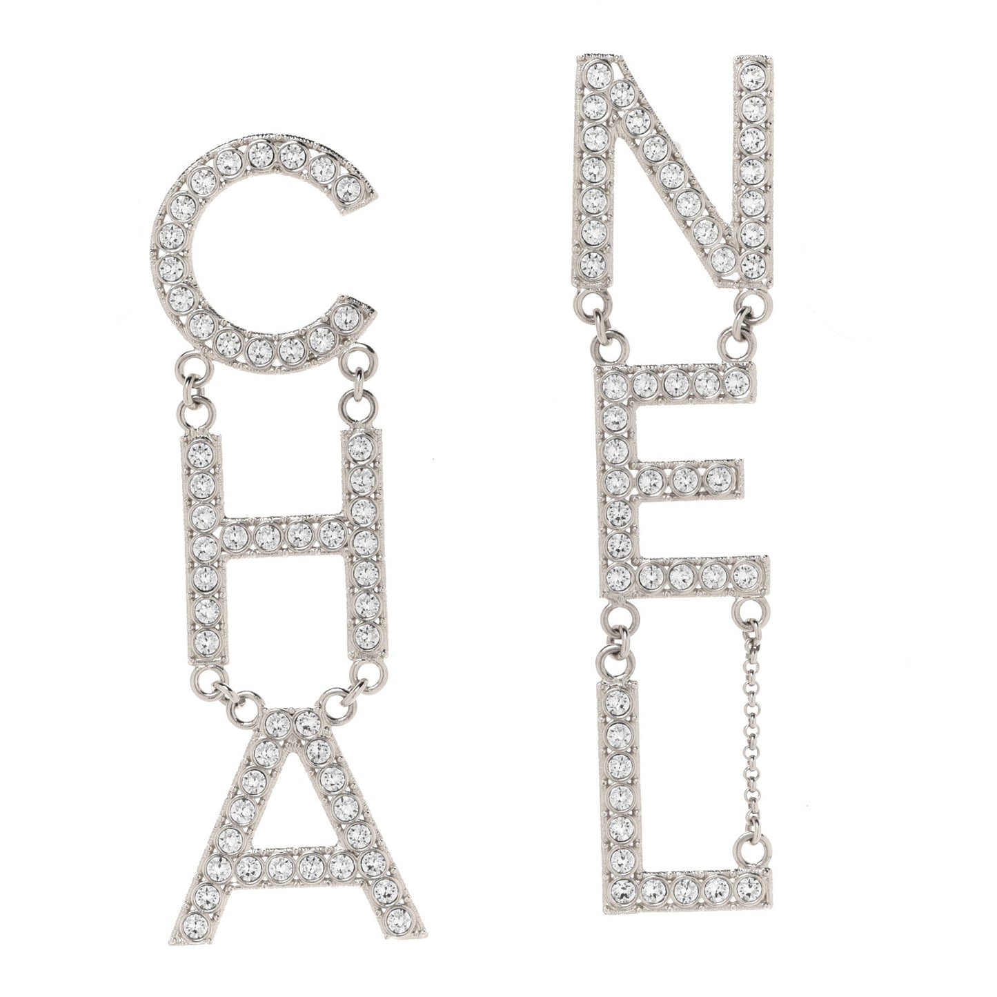 Crystal Cha-Nel Logo Drop Earrings Gold