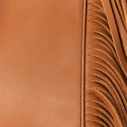 Saint Laurent Calfskin Small Rive Gauche Fringe Tote Tan 12 of 12