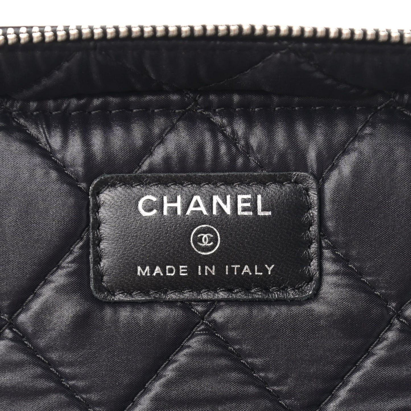 Lambskin Quilted Large Vanity Pouch Black