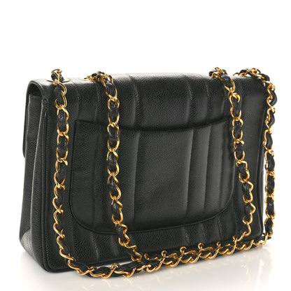 Chanel Caviar Vertical Quilted Jumbo Single Flap Black 2 of 9