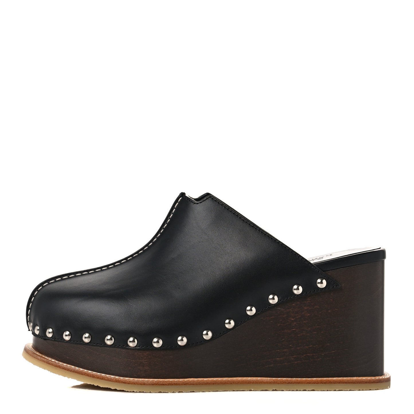 Calfskin Beechwood Earth Mules 37 Black