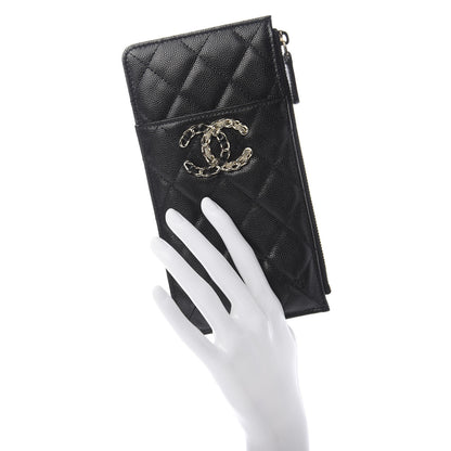 Chanel Caviar Quilted French New Wave Flat Wallet Pouch Black 2 of 8