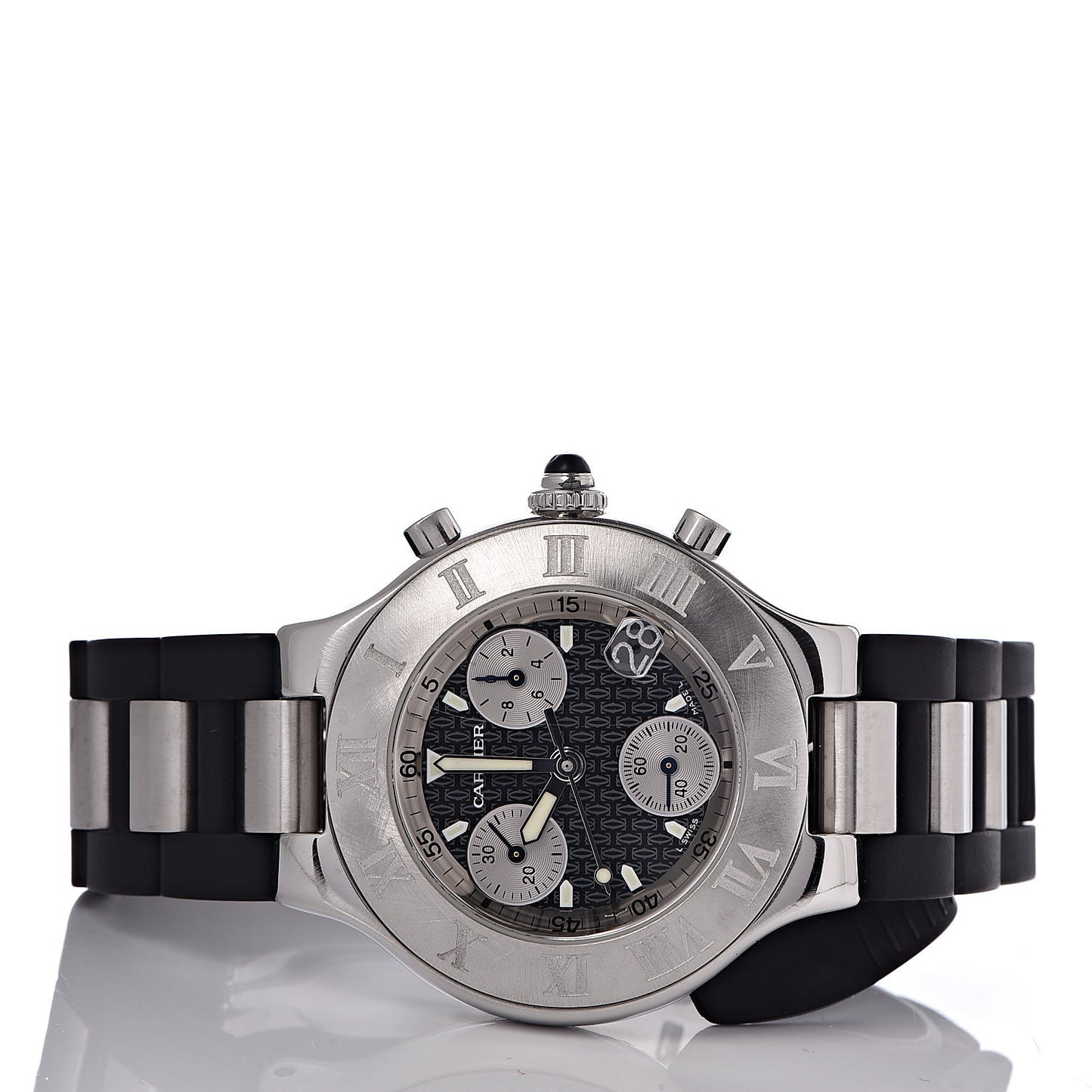 Stainless Steel Rubber 38mm Must 21 Chronoscaph Quartz Watch Black