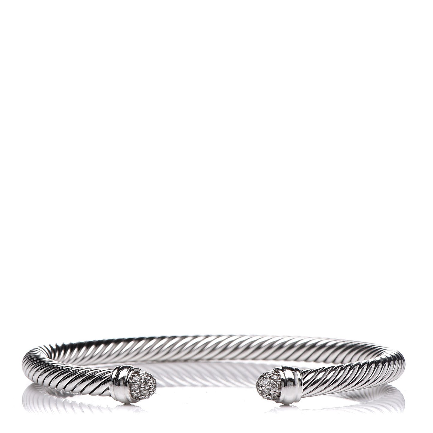 Sterling Silver Pave Diamond 5mm Cable Classics Bracelet