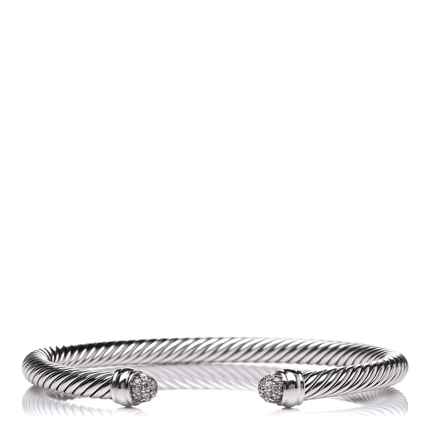 David Yurman Sterling Silver Pave Diamond 5mm Cable Classics Bracelet 1 of 4