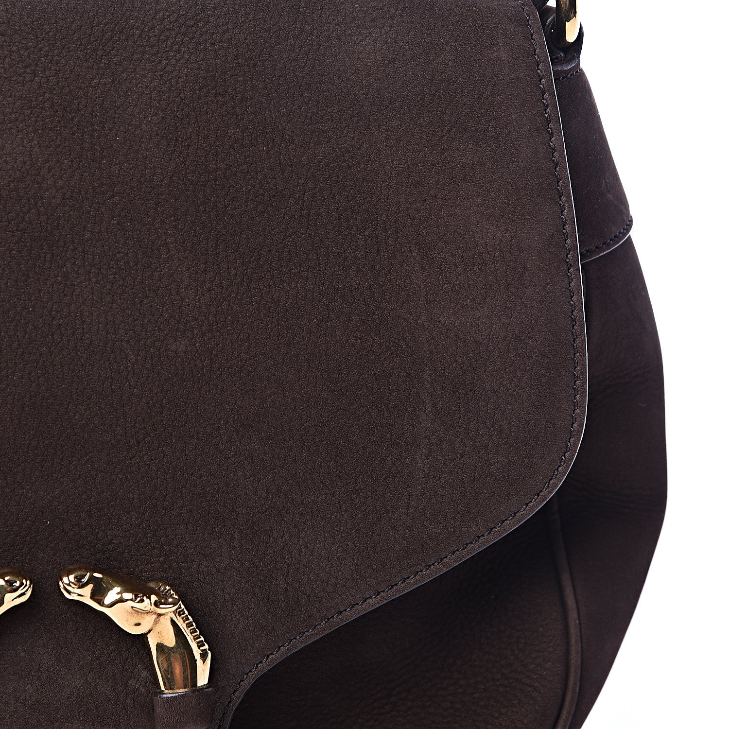 Gucci Nubuck Ribot Horse Heads Flap Bag Brown 8 of 15