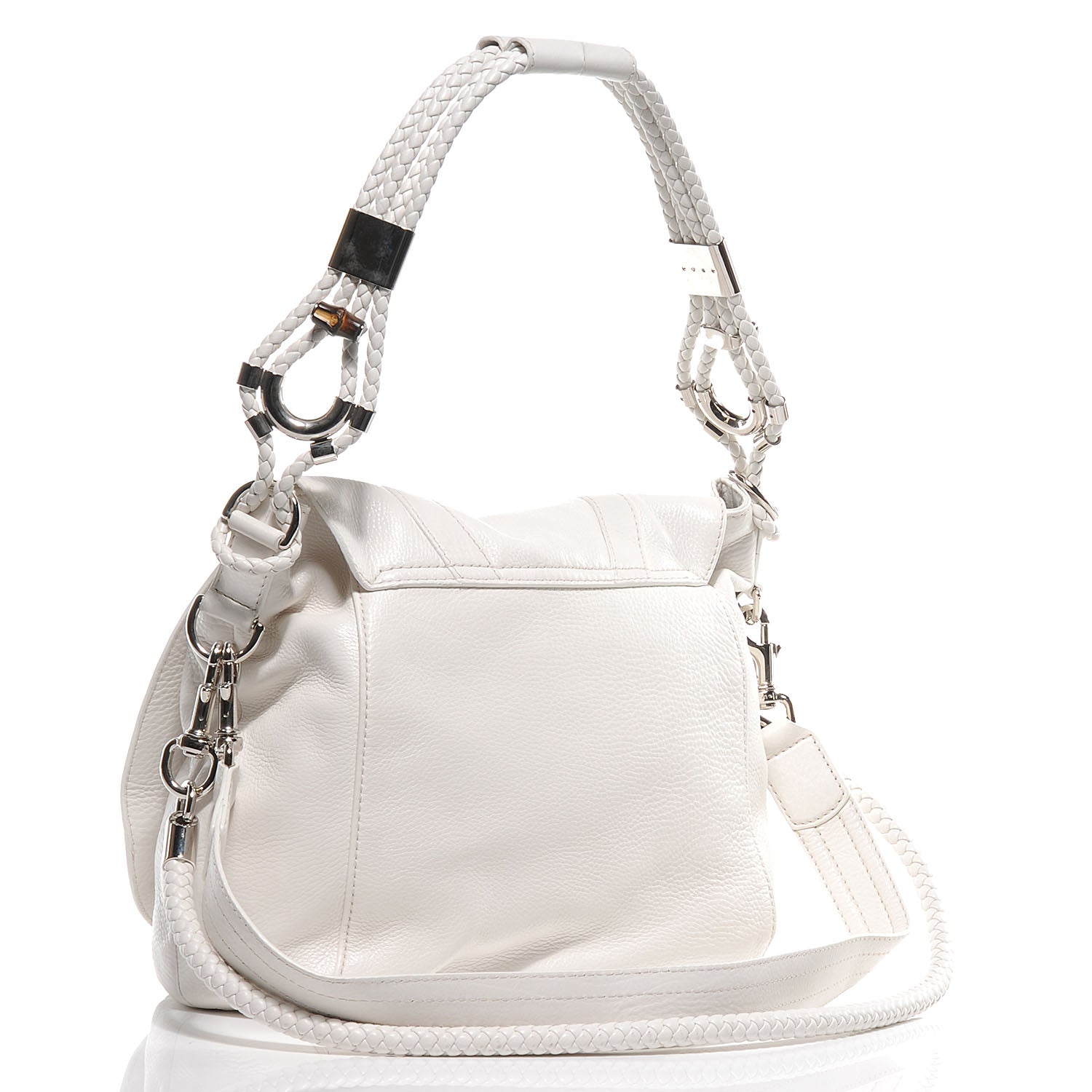 Gucci Leather Techno Horsebit Large Flap White 3 of 7