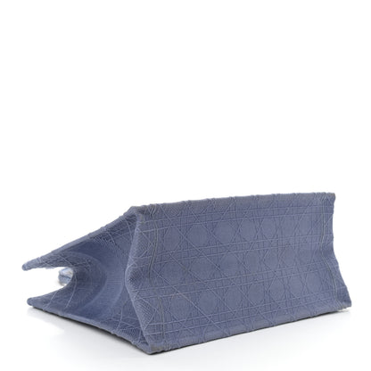 Christian Dior Embroidered Cannage Medium Book Tote Denim Blue 4 of 11