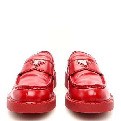 Prada Spazzolato Metal Triangle Logo Mens 35mm Loafers 11 Scarlatto 3 of 8