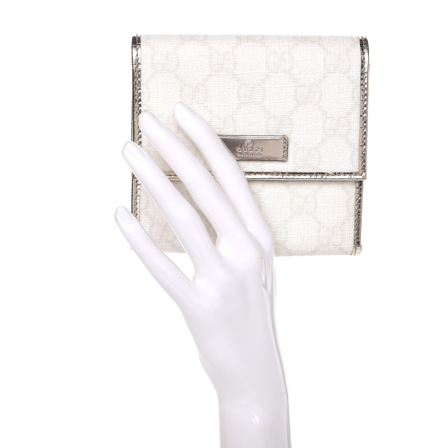 Gucci Monogram Joy French Flap Wallet White Silver 2 of 11