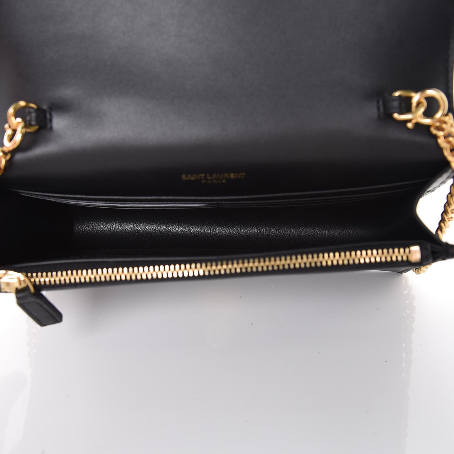 Smooth Calfskin Classic Monogram Kate Tassel Chain Wallet Black