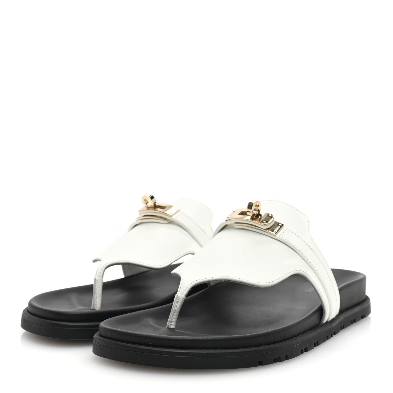 Hermes Calfskin Womens Empire Sandals 37 White 2 of 9