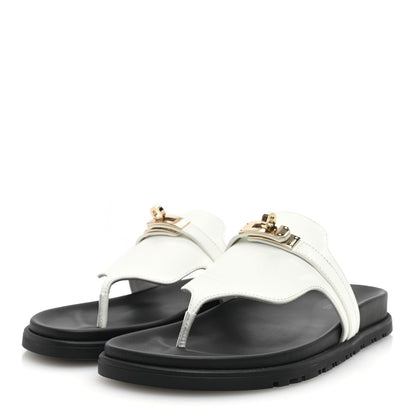 Hermes Calfskin Womens Empire Sandals 37 White 2 of 9