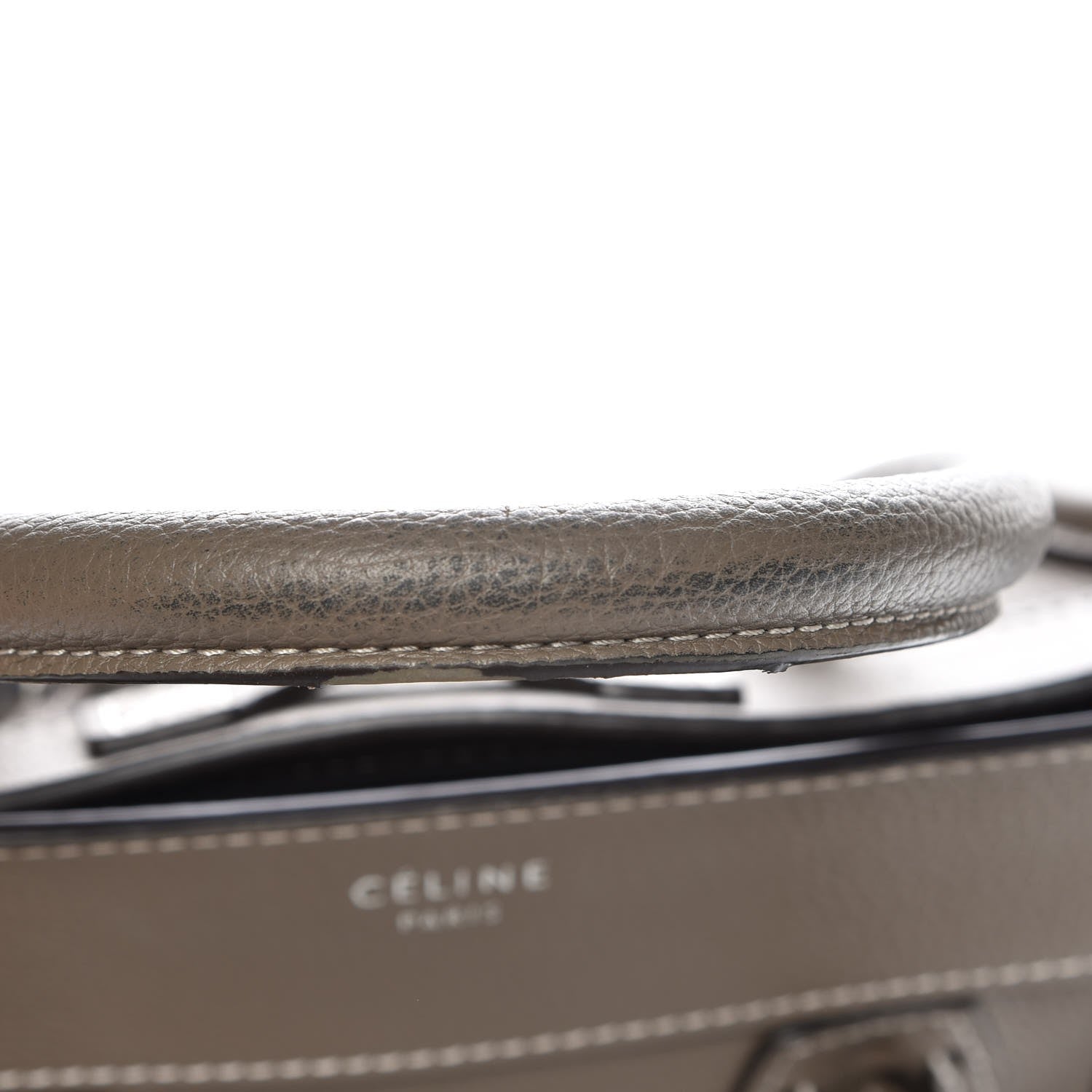 Celine Drummed Calfskin Mini Luggage Souris 8 of 10
