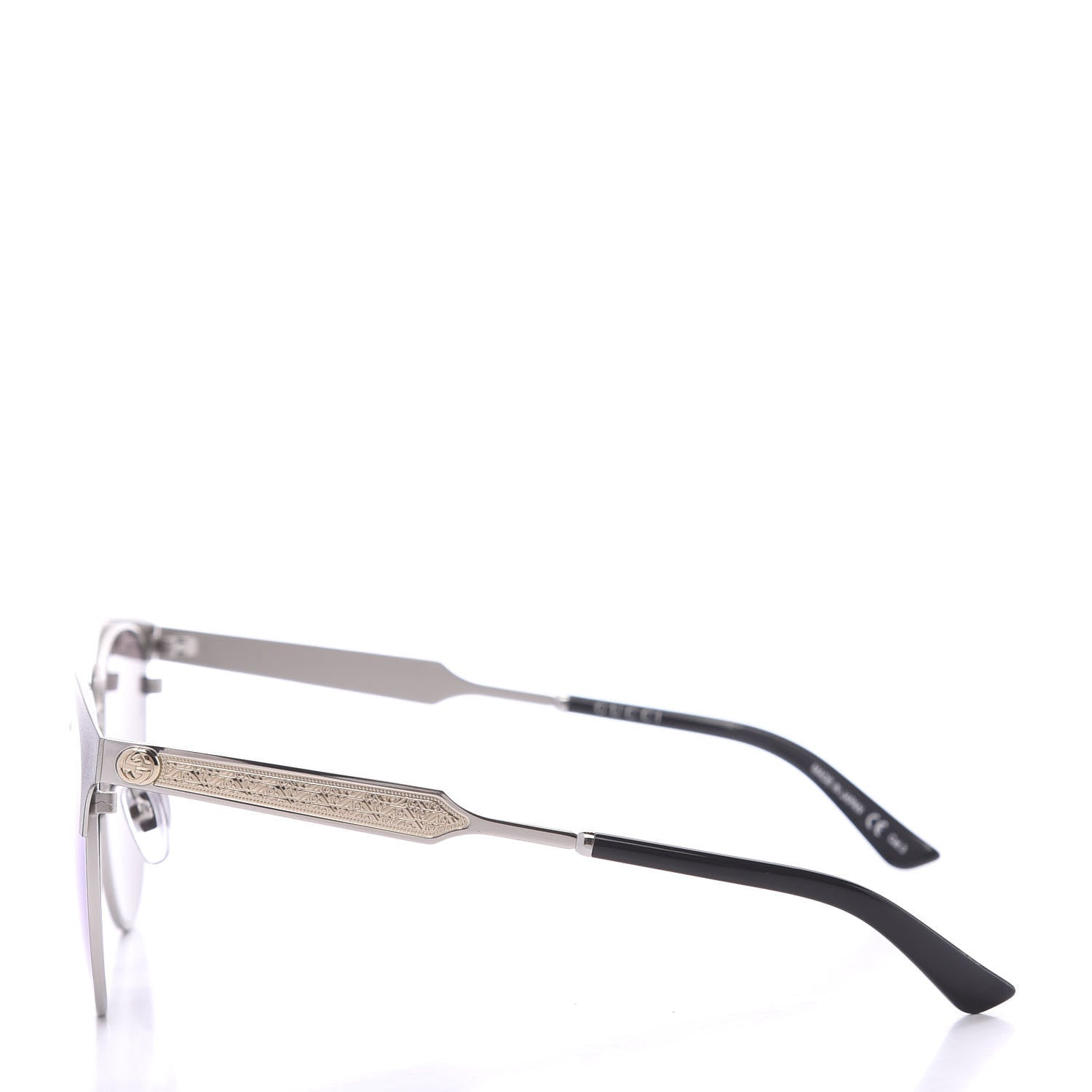 Gucci Round Metal GG0074SK Sunglasses Black Silver 3 of 8